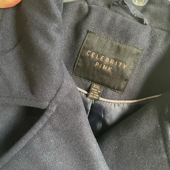 Celebrity Pink Women's Double Breasted  Pea-Coat Size XXL, Midnight Navy - Picture 5 of 8